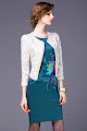 Long Sleeve White Floral Lace Pearl Embroidered Cardigan