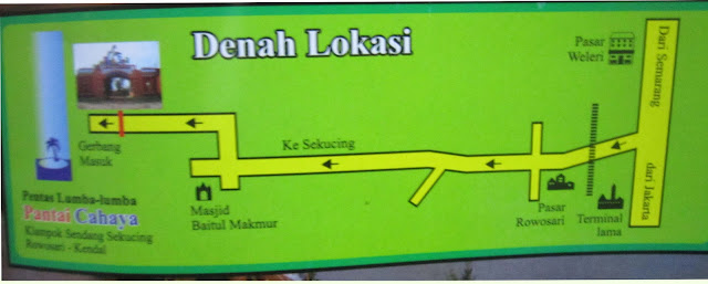 Route dari arah mana saja menuju ke kab. Kendal tepatnya di pasar weleri masuk ke Utara arah Sendang Sikucing