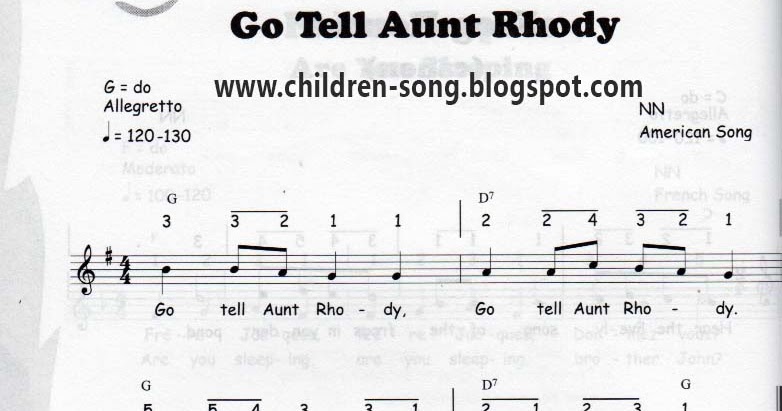 go tell aunt rhody song with notes and chords go tell aunt rhody sheet music