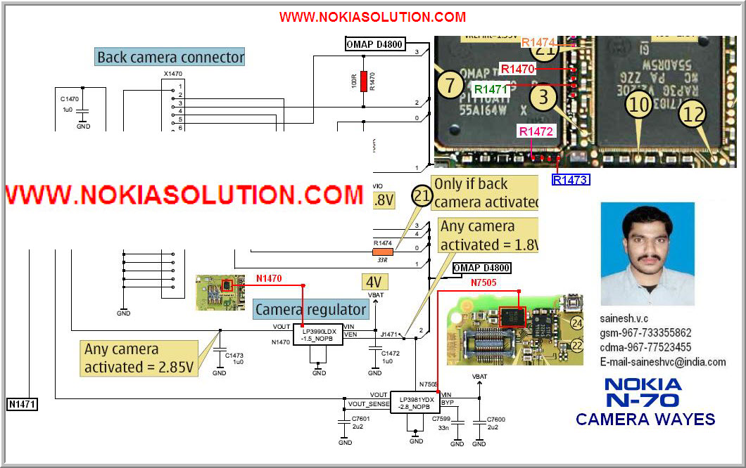 NOKIA N70 CAMERA LINE GSM REPAIRING IMAGE