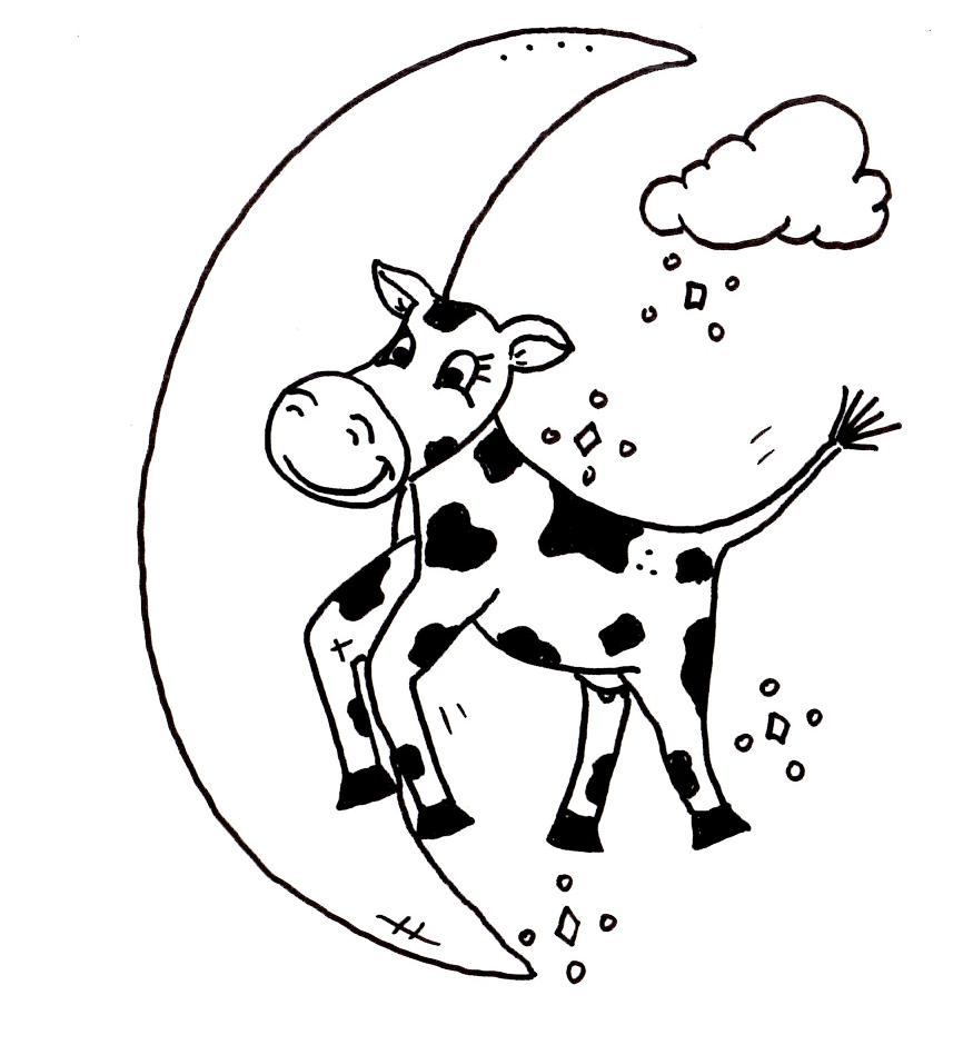 Cow Jumped Over The Moon Page Coloring Pages