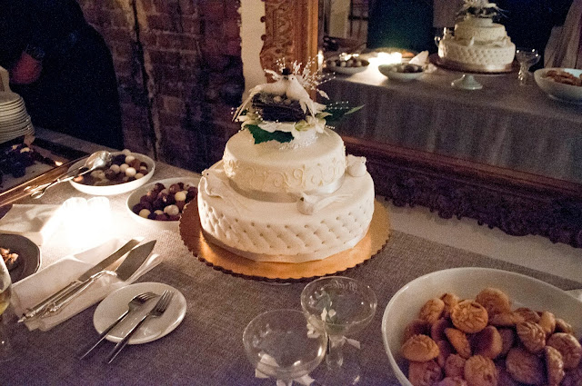 Wedding cake and dessert display at Gary's Lofts