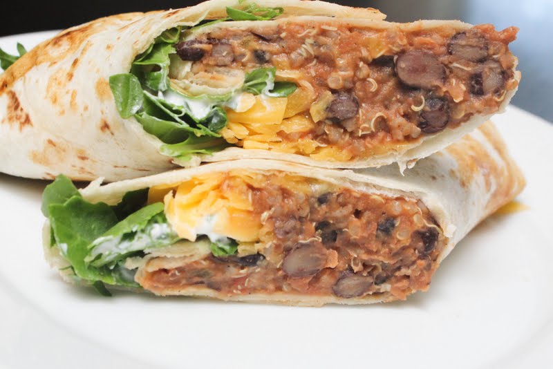 A little of this Spicy Quinoa and Black Bean Burritos