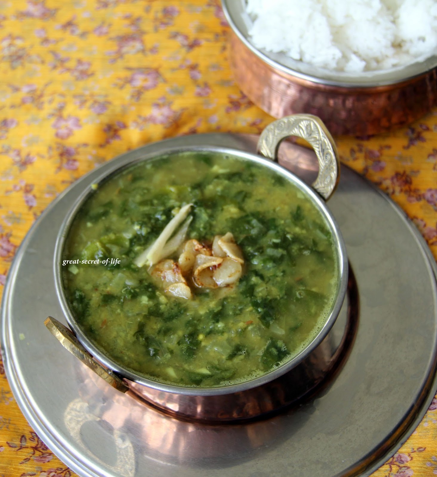 Dal Palak / Spinach with Dal / Dhal palak Greatsecretoflife