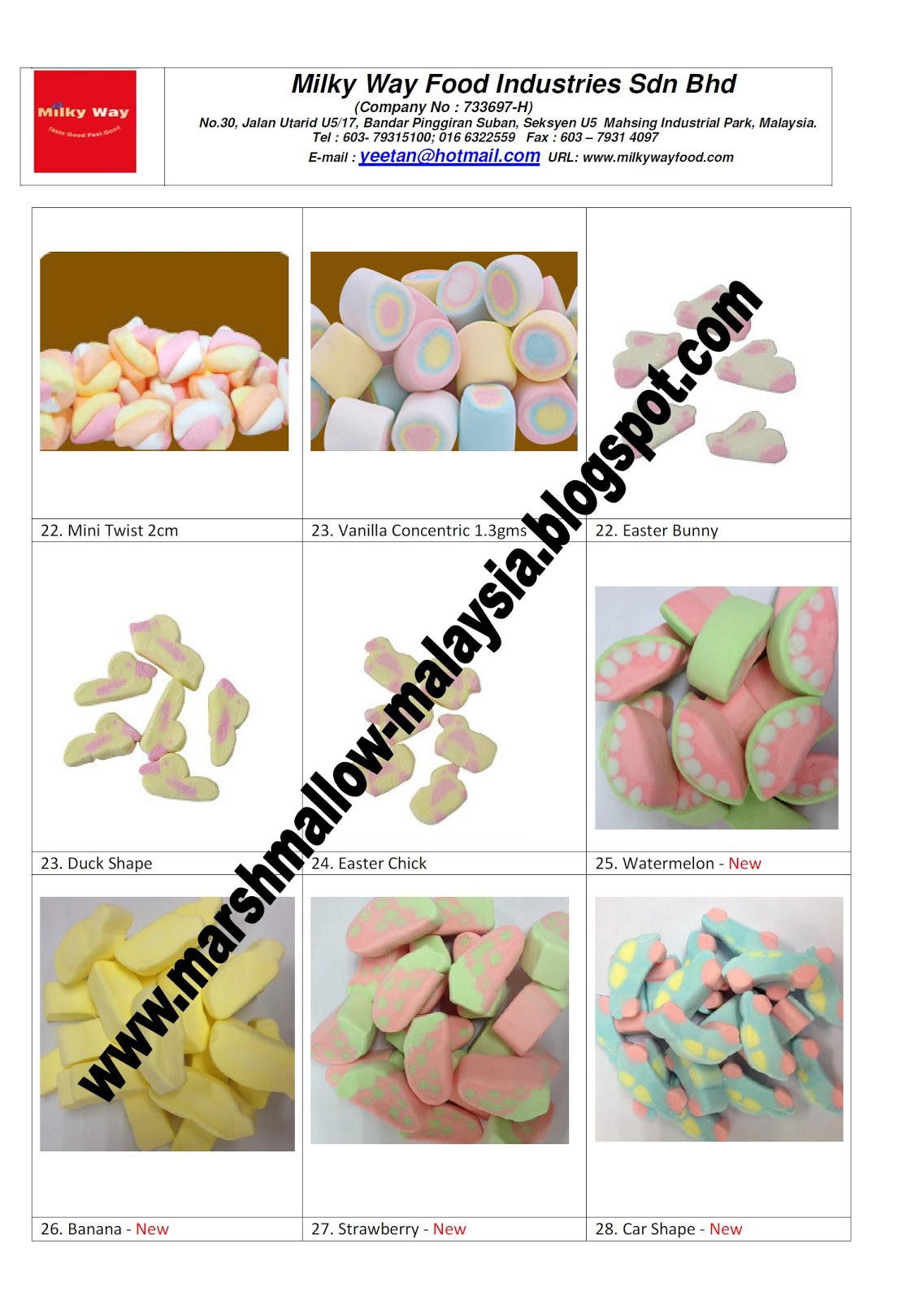 Milkyway Food Halal Marshmallow Malaysia,Marshmallows Malaysia