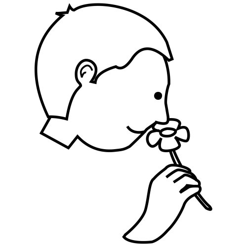 Dibujo de niño oliendo una flor - Imagui