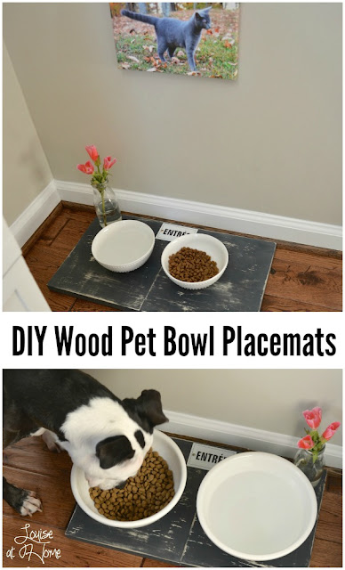 DIY Wood Pet Bowl Placemats from Louise at Home