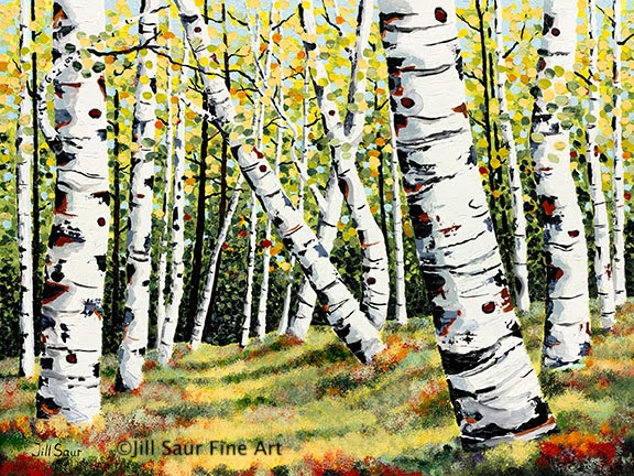 summer aspen tree painting