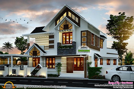 Super cute modern house plan in Kerala