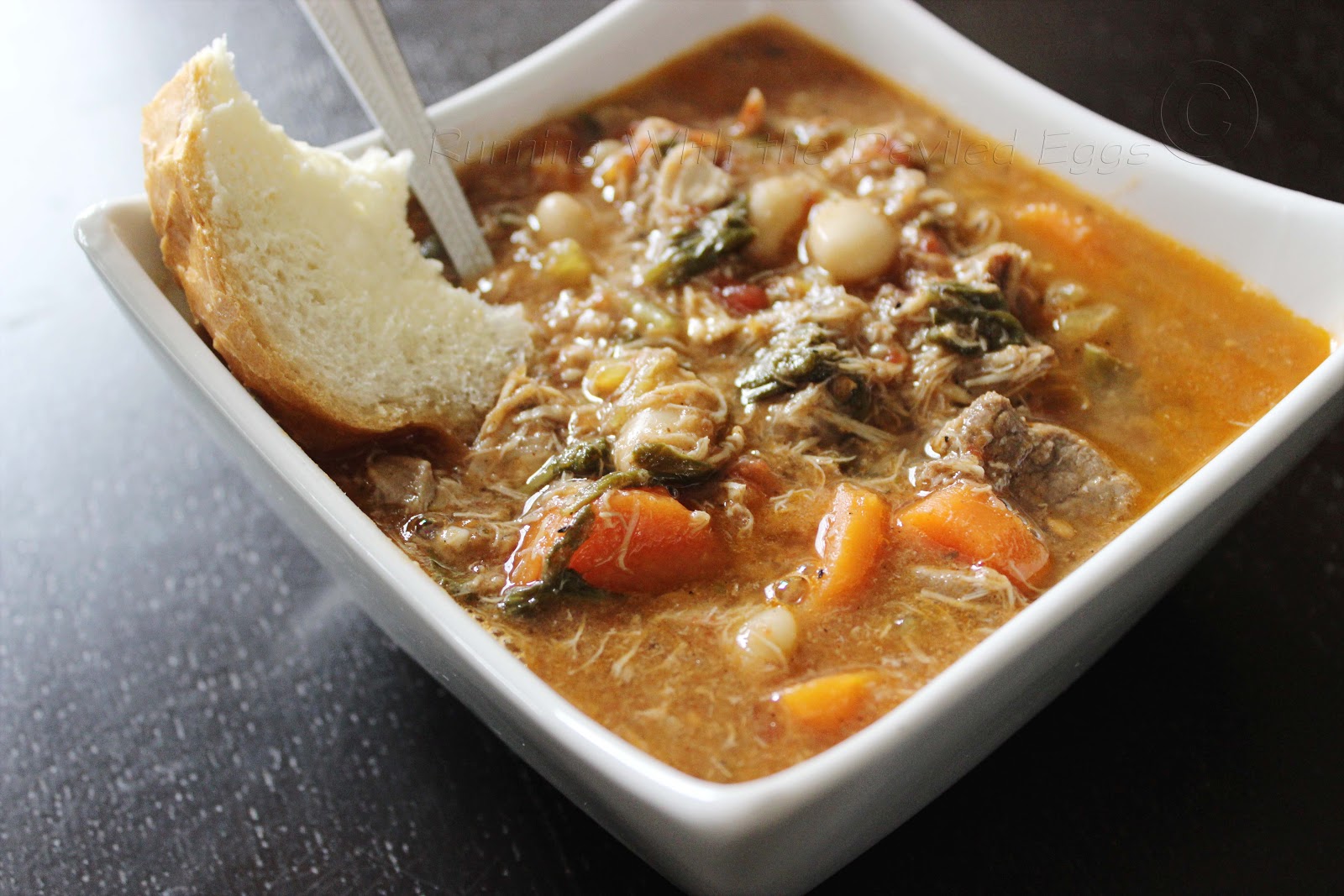 Running With the Devil(ed)....Eggs That Is Jerk Chicken Soup Or Burn