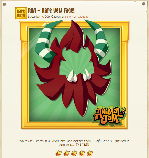 Animal Jam Spirit Blog Rare Yeti Face, Jamaaliday Hedge & Reindeer
