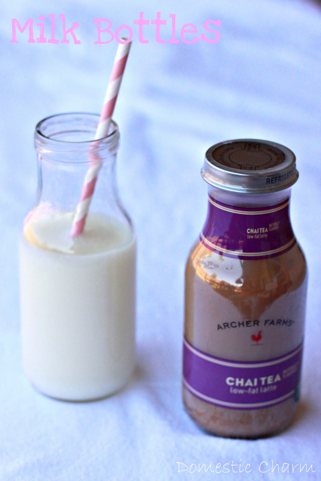 Domestic Charm Glass Milk Bottles