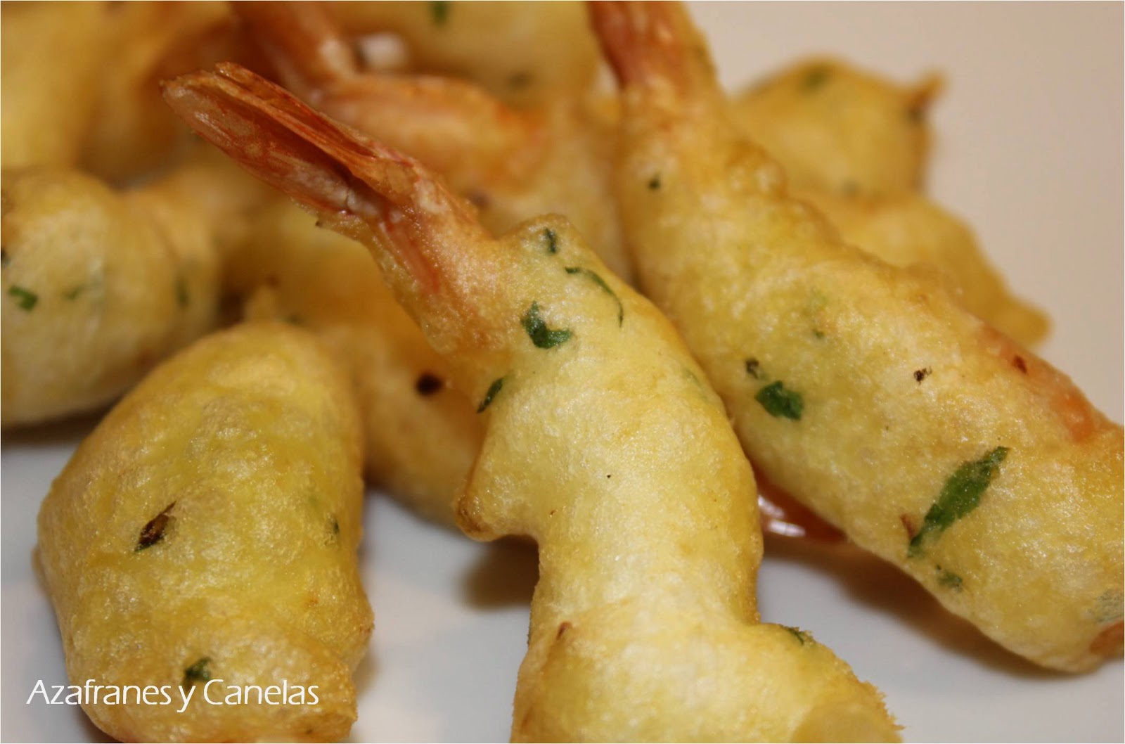 Gambas en tempura Azafranes y Canelas