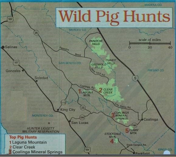 2017 San Benito Hunting Map, Laguna, Clear Creek,Coalinga, Stockdale