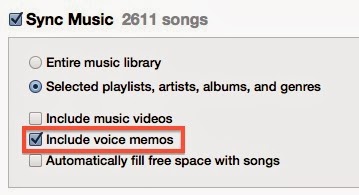 How to sync voice memos with iTunes