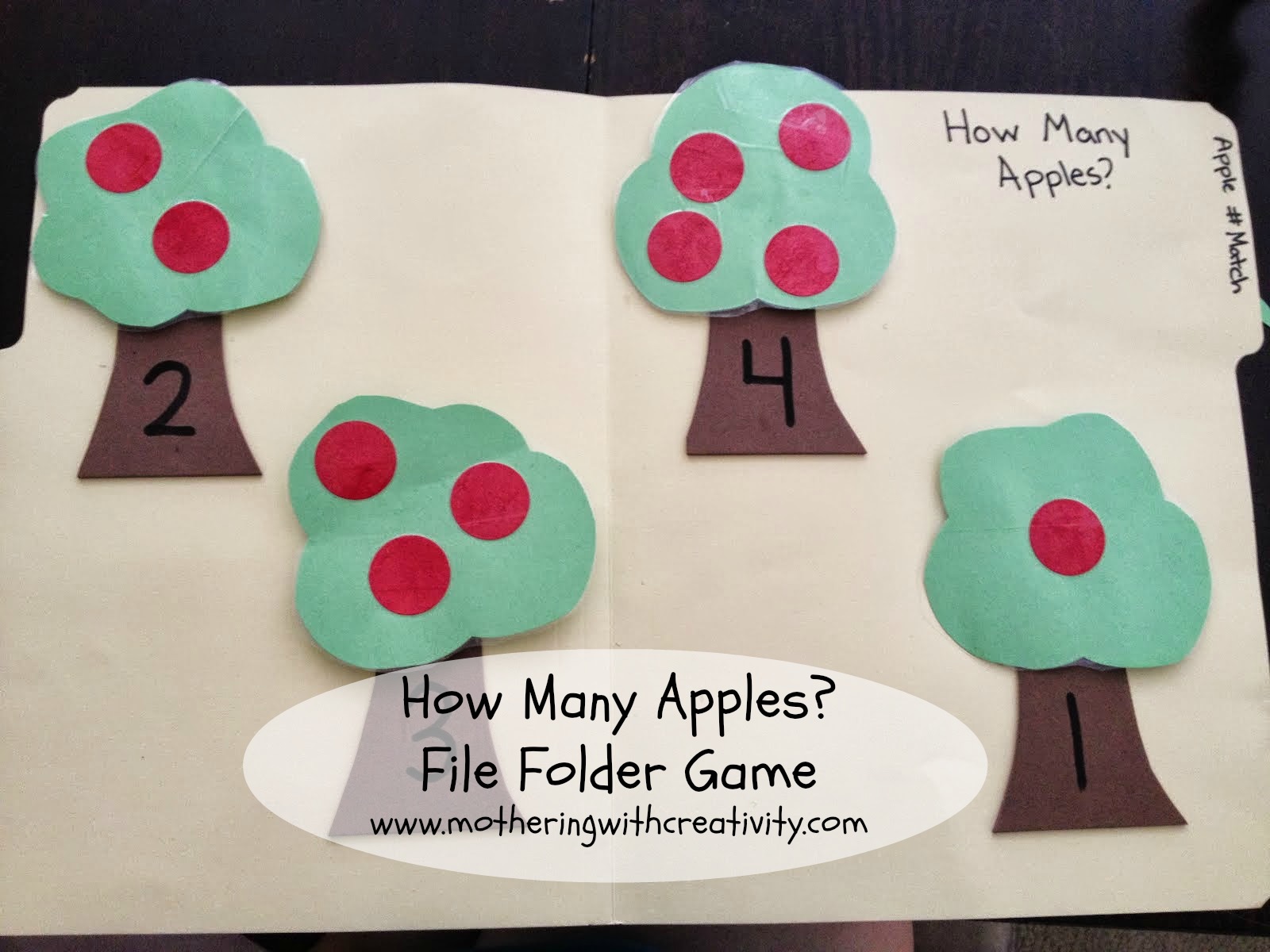 Mothering with Creativity How Many Apples? File Folder Game