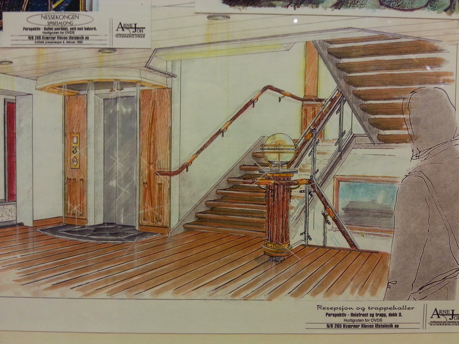 Hurtigruten MS Nordkapp - Artist's impression of a stairwell Hurtigruten MS Nordkapp - Artist's impression of a stairwell