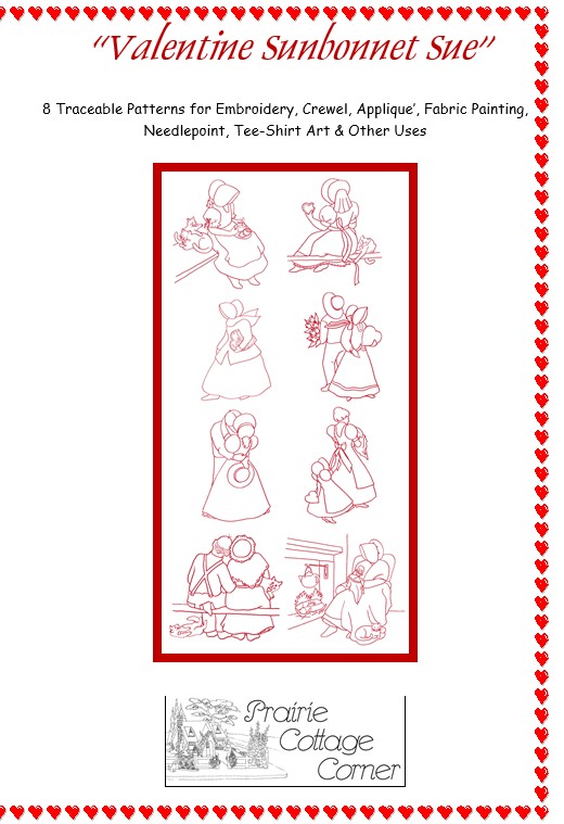 !!! NEW !!! Valentine Sunbonnet Sue Embroidery Patterns