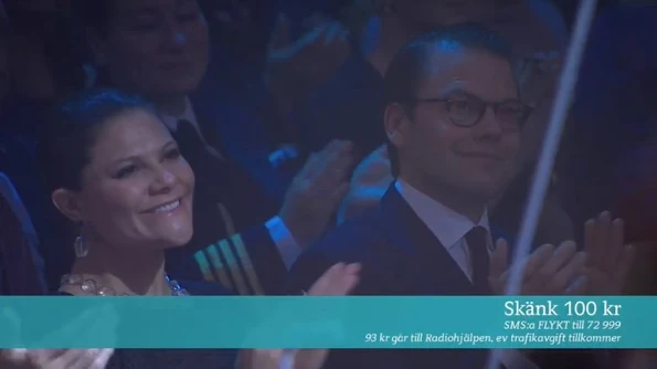 Crown Princess Victoria of Sweden and Prince Daniel attended the aid concert 'Playing for Life' for refugees in Europe in Berwaldhallen