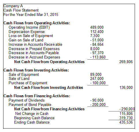 projected cash flow statement