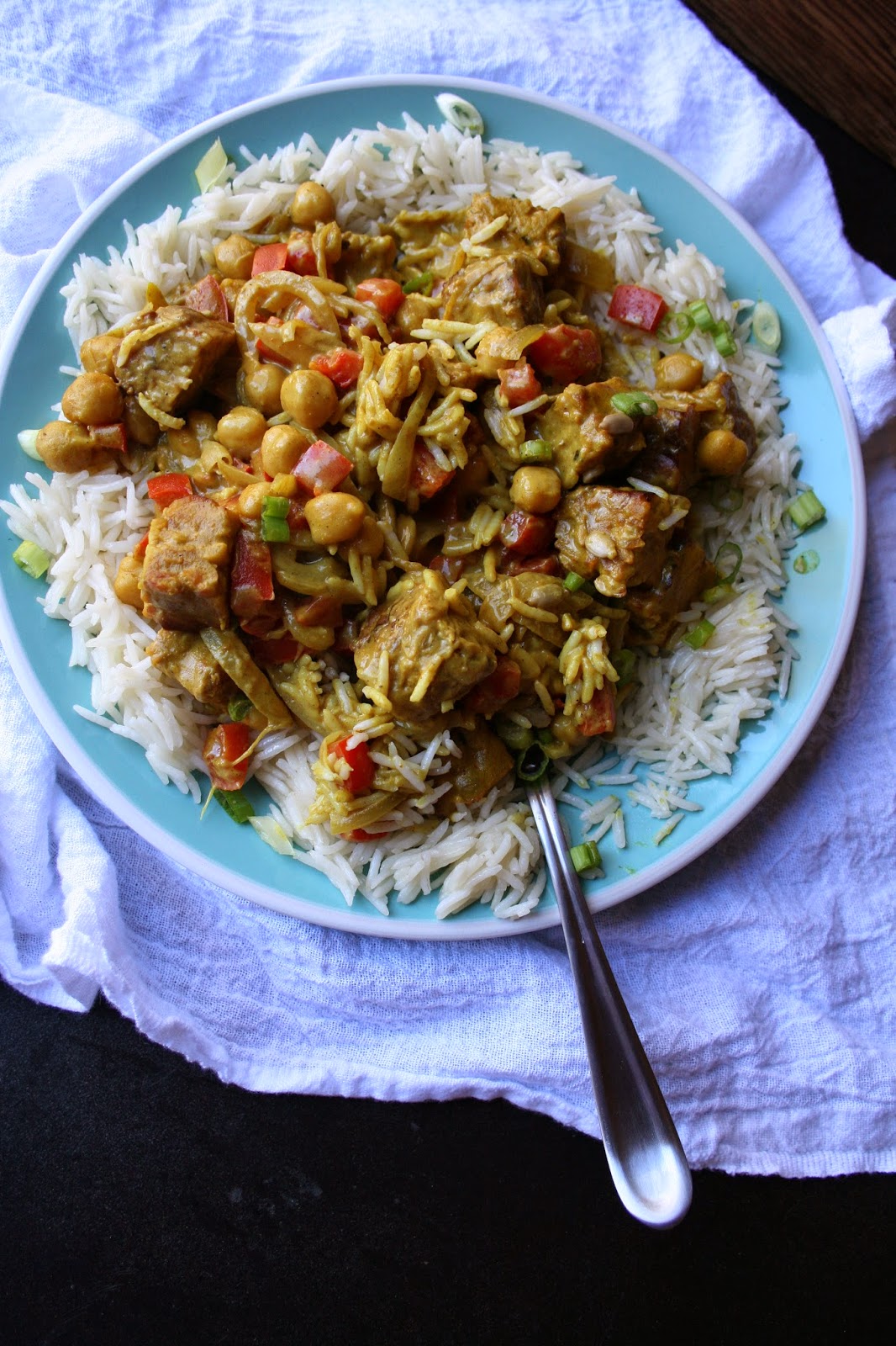 Annie à la Mode Chickpea & Tempeh Sunbutter Curry Over Jasmine Rice
