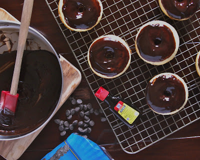 chocolate peppermint glazed doughnuts