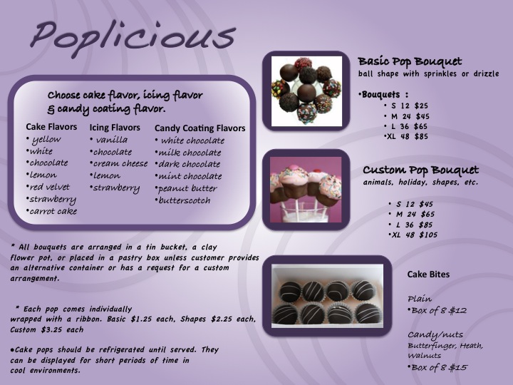 Palmieri Pops & Pottery Cake Pop & Bite Menu
