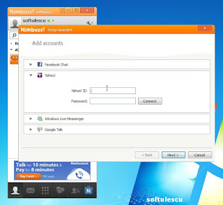 Nimbuzz Messenger - contectare cont Yahoo