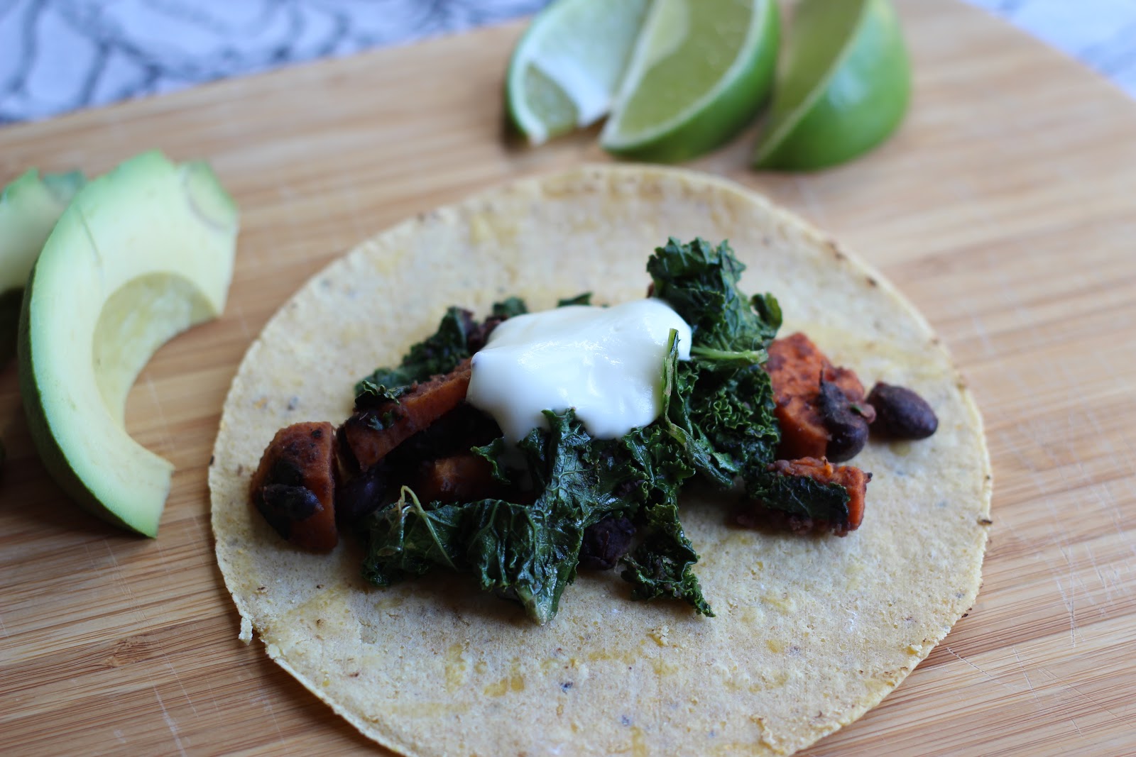 The Kitchen Holiday Sweet Potato, Black Bean, and Kale Tacos