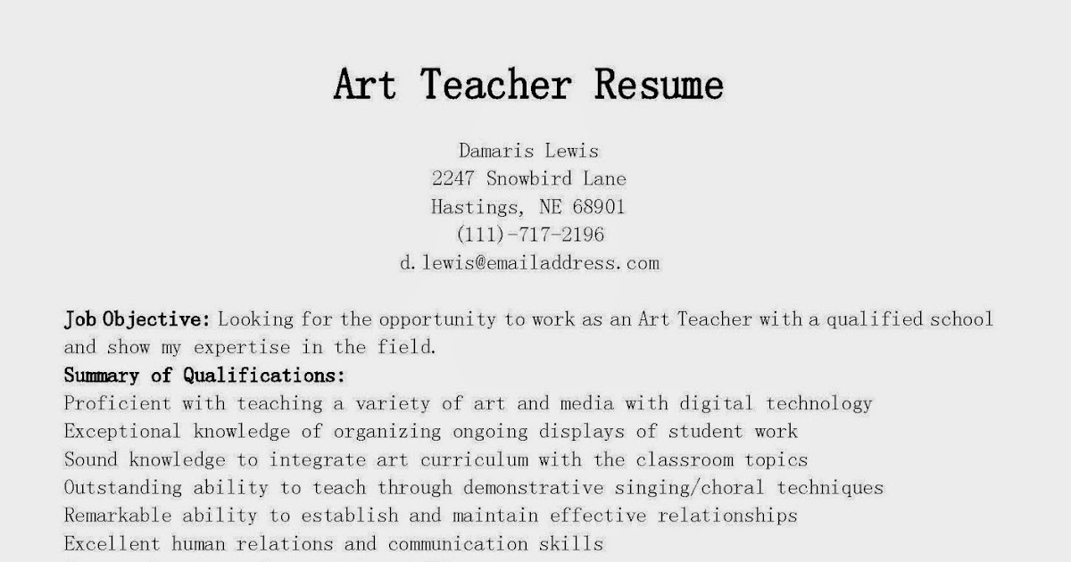 art teacher resumes