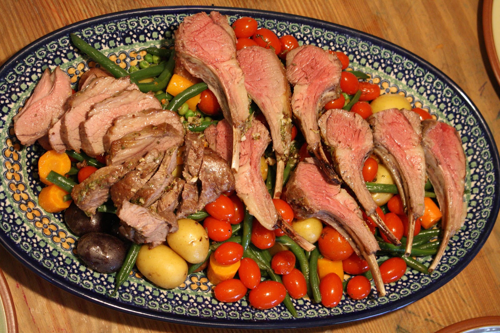 Sassy Suppers Jamie Oliver's Lamb, Vegetable Platter, and Chocolate Fondue