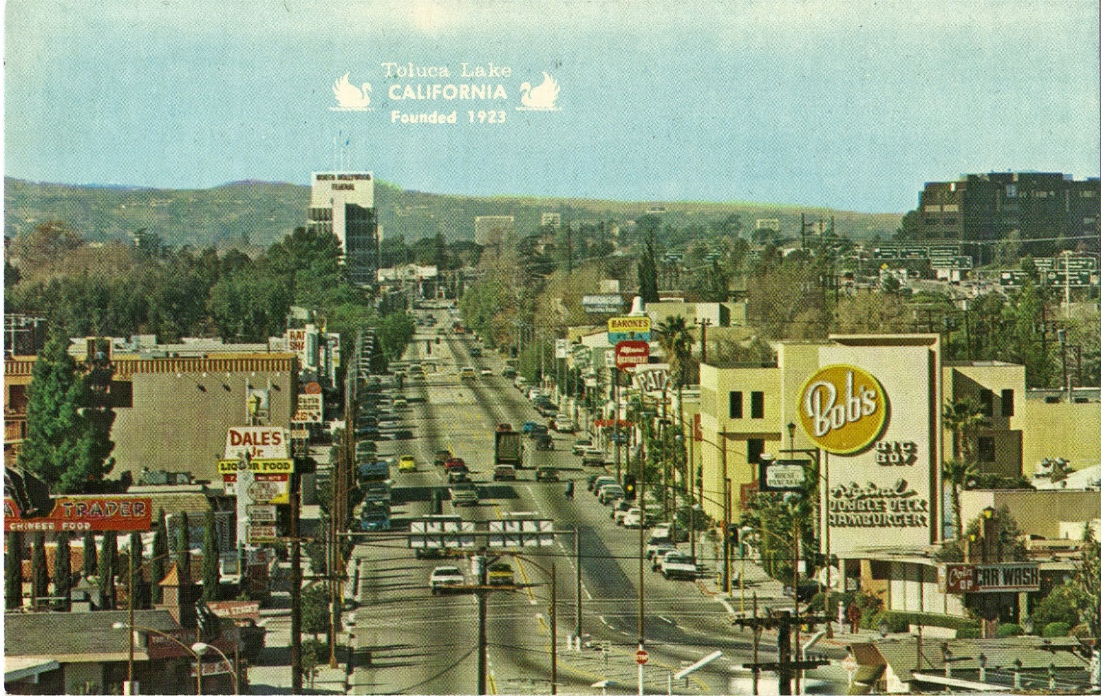 1970s (?) Toluca Lake Aerial Postcard San Fernando Valley Blog