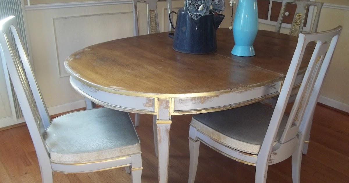 Thrifty Fabulous Elegant Dining Room Distressed Gray and Gold TAble