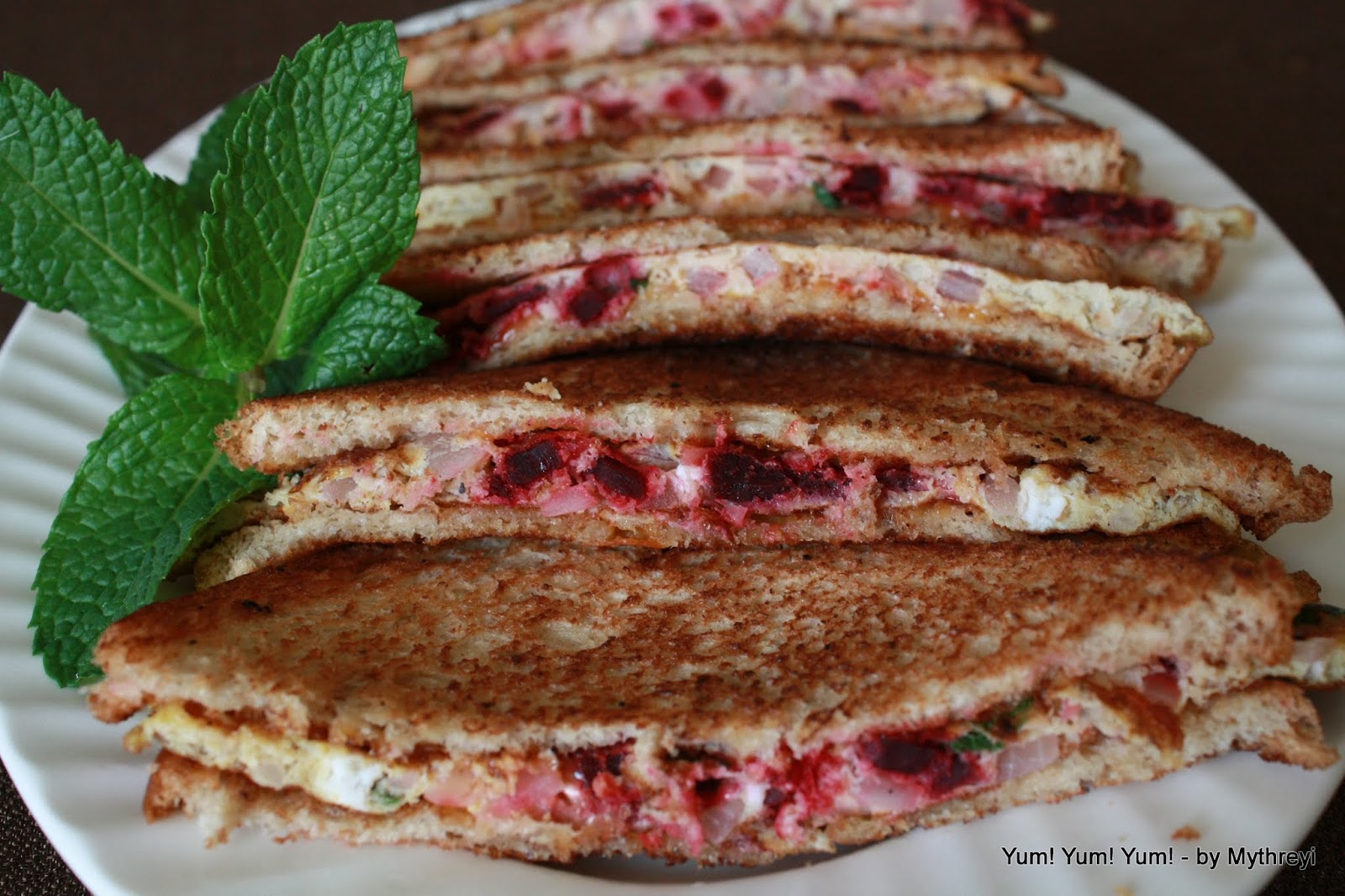 Yum! Yum! Yum! Beets Mint Omelet Sandwich