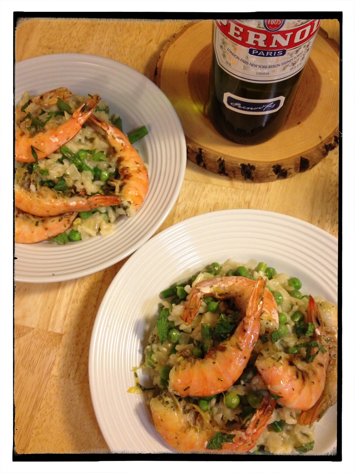 The Lush Chef Spring Vegetable Risotto with Pernod Shrimp