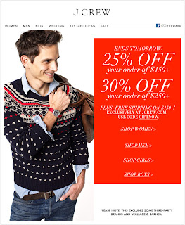 Mockup of Dec. 8, 2012 J. Crew email