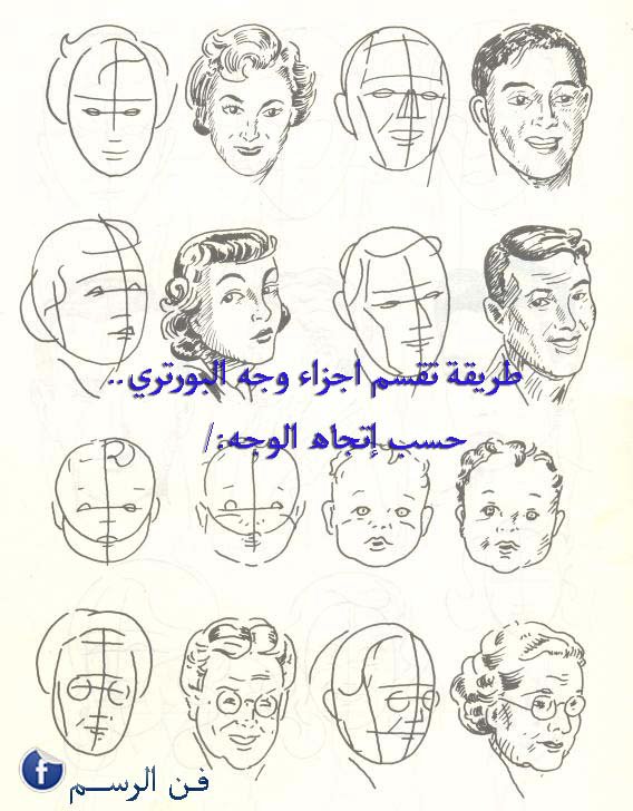 ف ن الر س م دروس لتعليم كيفية رسم الوجه البورتريه في وضعيات مختلفية مع الشرح الوافي