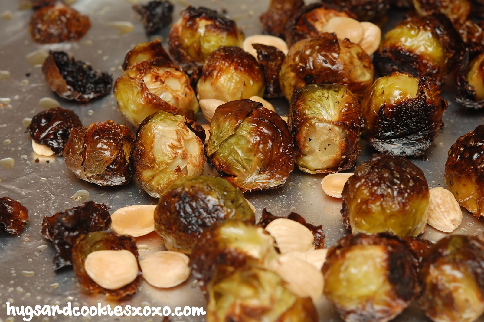 ROASTED BRUSSEL SPROUTS WITH MARCONA ALMONDS Hugs and Cookies XOXO
