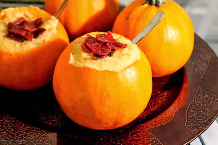 Pumpkin Soup with Beef Bacon & Cheese and a Party Plan for Halloween Night #FreshFinds