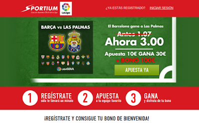 Sportium Super cuota 3 Barcelona gana Las Palmas 26 septiembre Sportium Super cuota 3 Barcelona gana Las Palmas 26 septiembre