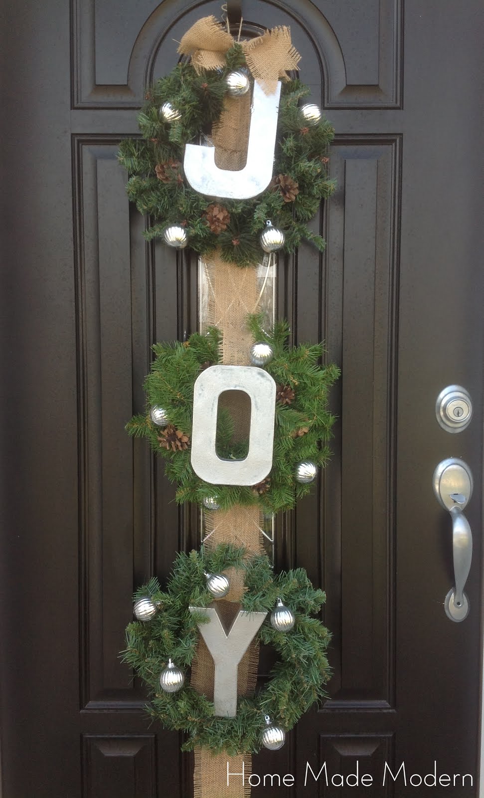 Home Made Modern Galvanized Letter JOY Wreaths