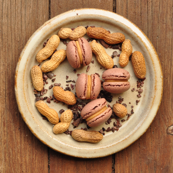 Cocoa Nib Macarons with Peanut Butter Ganache by eat.live.travel.write.