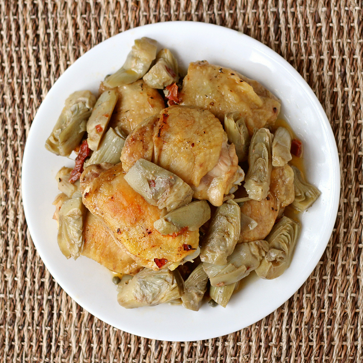 Cookistry OvenBraised Chicken with Artichokes, Sundried Tomatoes