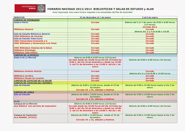 HORARIO DE VACACIONES horario de vacaciones: