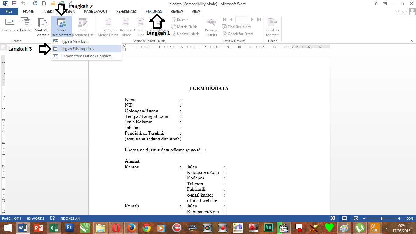 Cara Membuat Mail Merge Di Word 2013 | cara membuat mail merge word 2013 lengkap sekedar trick Cara Membuat Mail Merge Di Word 2013 | cara membuat mail merge word 2013 lengkap sekedar trick