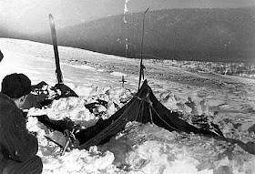 The hikers' damaged tent at Dyatlov's Pass.