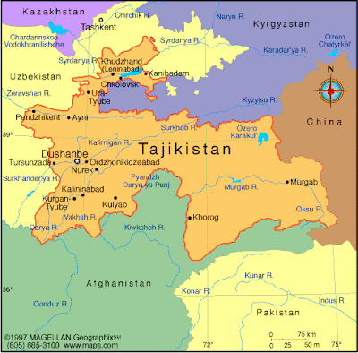 Tajikistan Map Political Regional