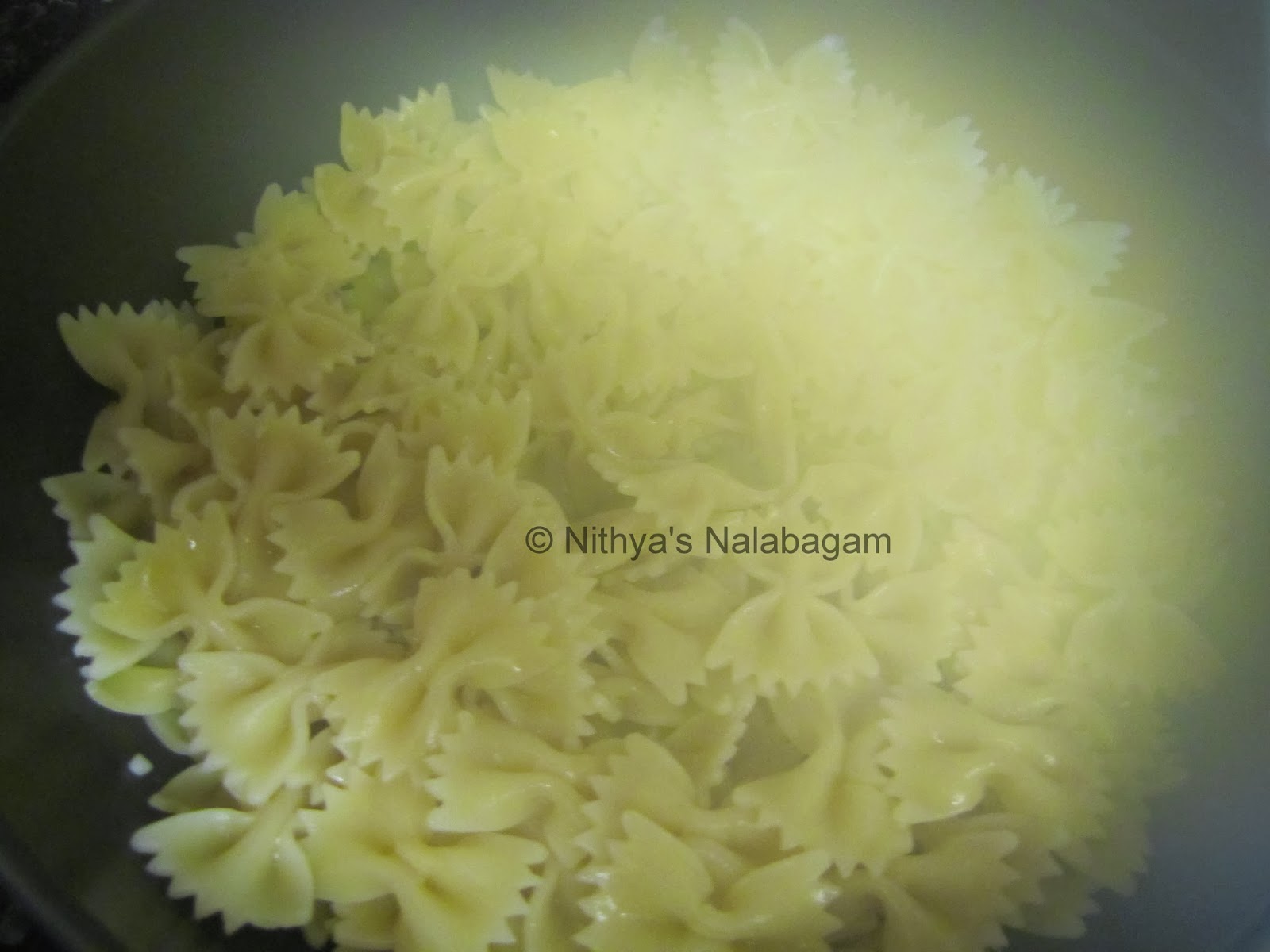 Basil Almond Pesto Pasta Step wise pictures Nithya's Nalabagam