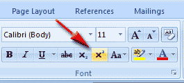 superscript Ms word 2007 superscript Ms word 2007
