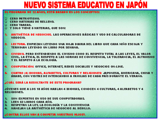 PROPUESTA EN JAPÓN PARA NUEVO SISTEMA EDUCATIVO